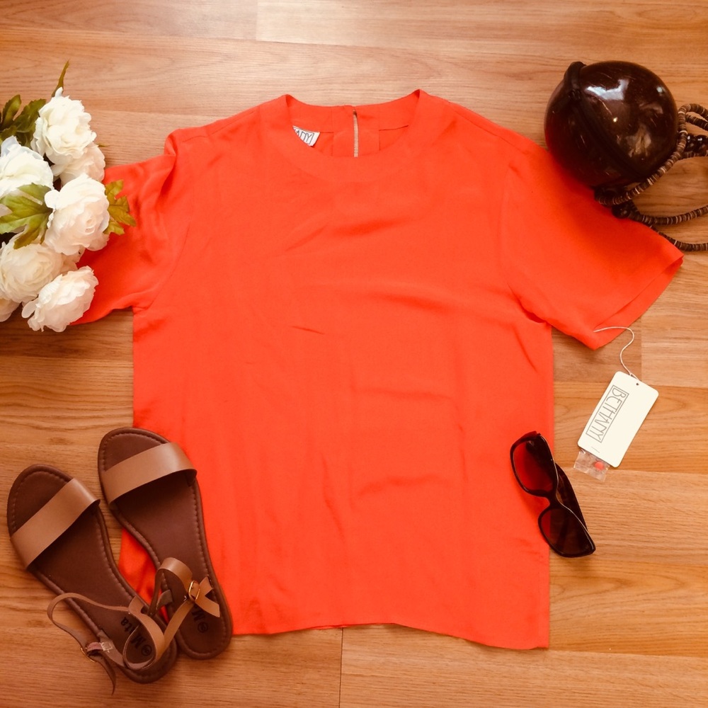 🍊Vintage orange 100% silk blouse brand new!
